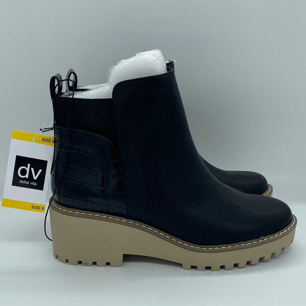Dolce Vita Chelsea Rancher Black and Tan Ankle Booties